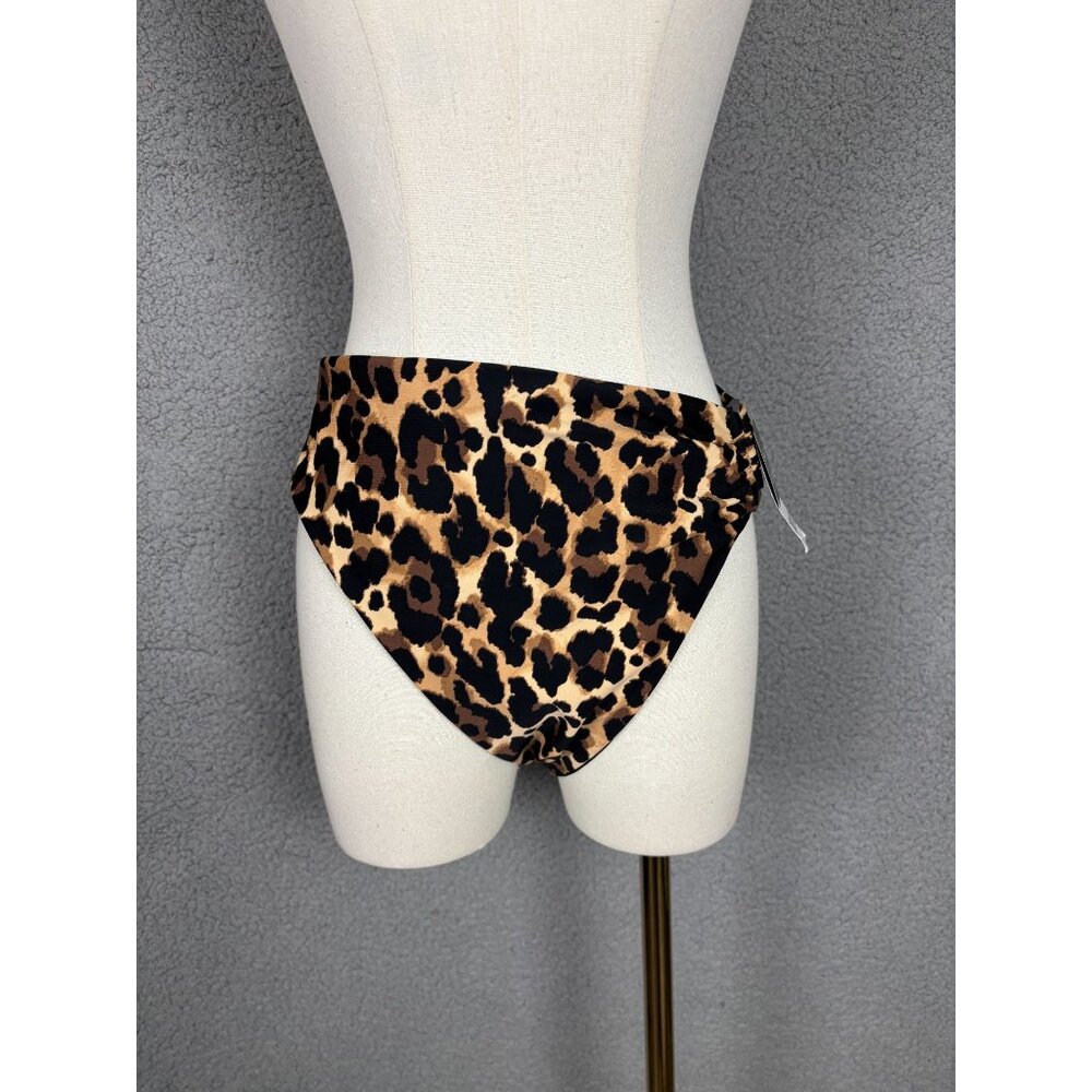 Bar III Women's Leopard Print High Waist Bikini Bottom Cheetah Pattern Lg NWT's